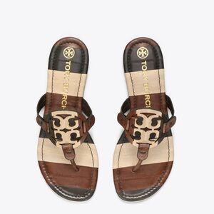Brand new Tory Burch Miller Sandals in color neutral stripe eel size 8